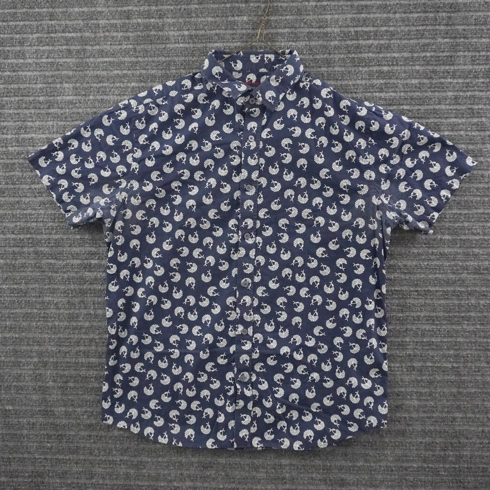 UNTUCKit Pinon Button Down Shirt Mens Large Navy Floral Slim Fit Short Sleeve